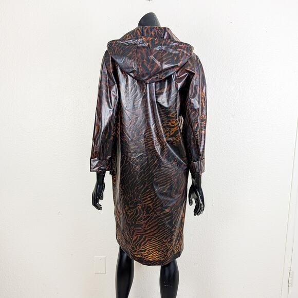 GANNI Women's Tiger Print Brown Raincoat $295 - Picture 5 of 13